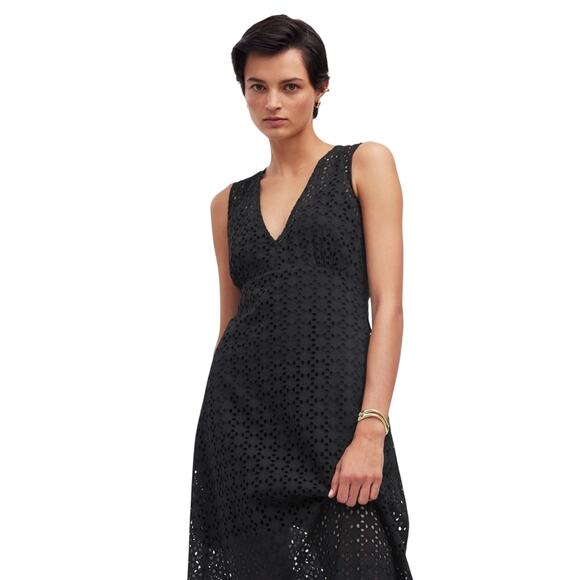 Madewell Eyelet V-Neck Maxi Dress Black Women’s Sizes 6 - Picture 5 of 15